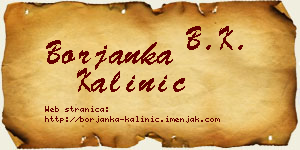 Borjanka Kalinić vizit kartica